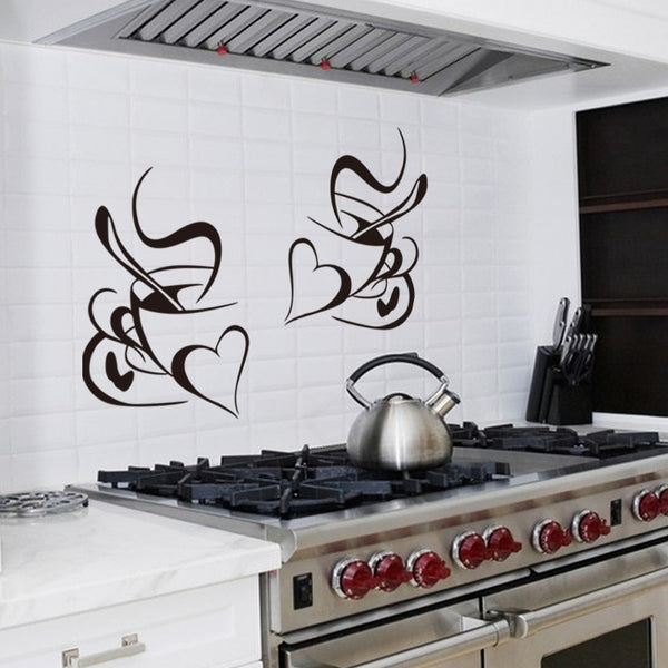 Double Love Coffee Cups Wall Sticker