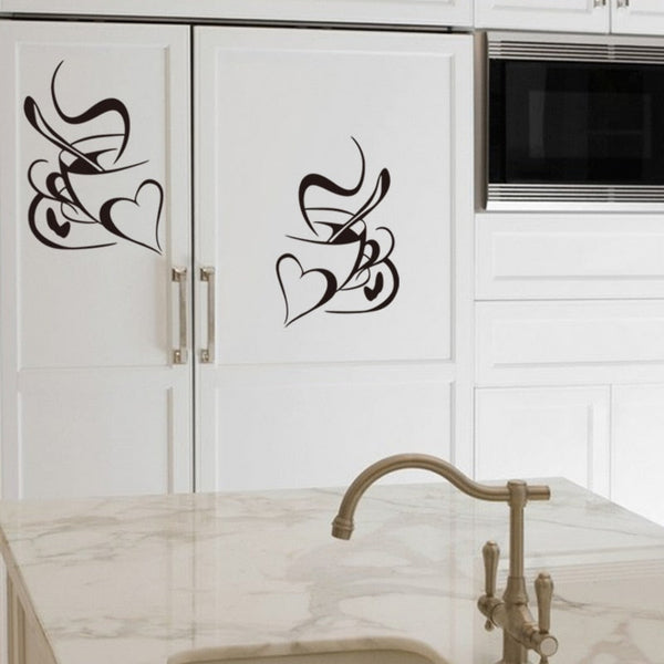 Double Love Coffee Cups Wall Sticker