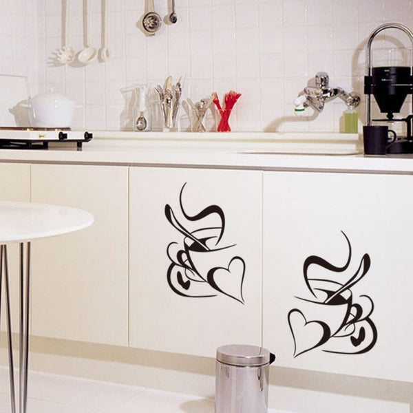 Double Love Coffee Cups Wall Sticker