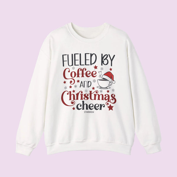 Fueled By Coffee And Christmas Cheer Graphic Crewneck Sweatshirt