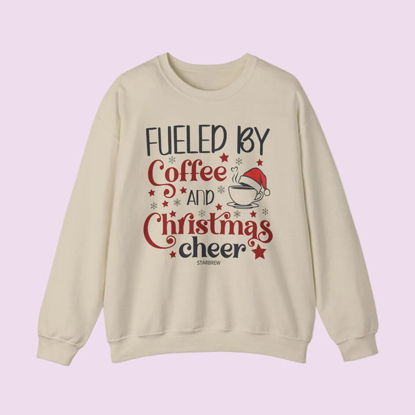 Fueled By Coffee And Christmas Cheer Graphic Crewneck Sweatshirt