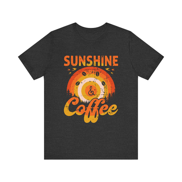 Sunshine and Coffee Retro Vintage T-Shirt, Summer Vacation Tee, Unisex Summer Short Sleeve Tee, Coffee Lover Gifts