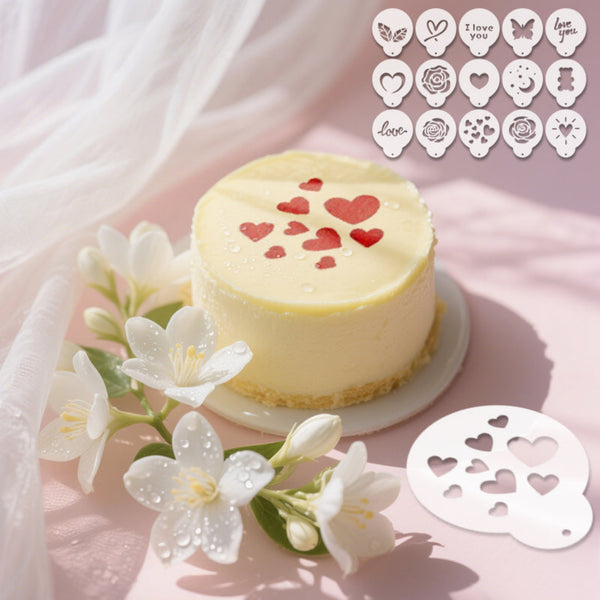 Fancy Coffee Art Stencils for Cappuccino, Hot Chocolate, Cake, Cookie Decoration