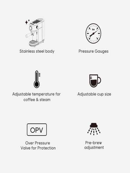 HiBREW 20Bar Semi Automatic Espresso Coffee Machine