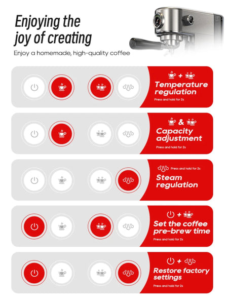 HiBREW 20Bar Semi Automatic Espresso Coffee Machine