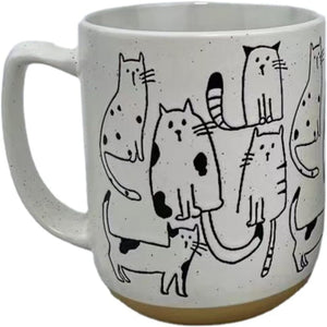 Cartoon Cats Hand-Painted Vintage Ceramic Mug