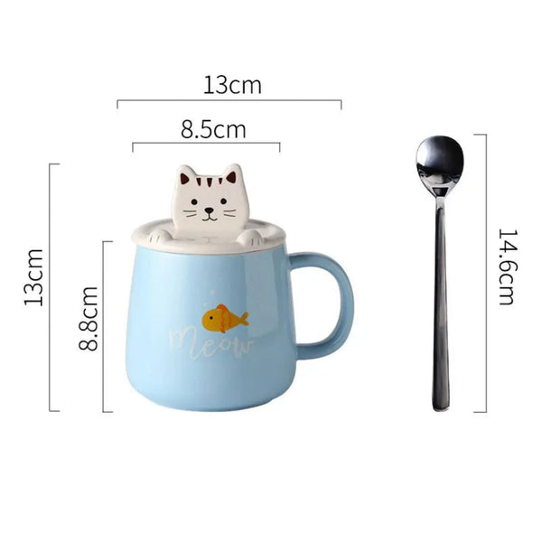 Animal Pet Cute Ceramic Mug With Mobile Phone Holder Lid