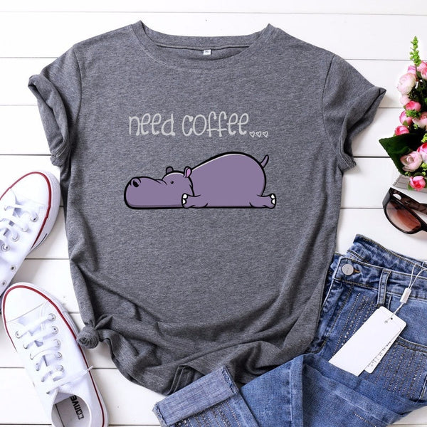 Need Coffee Hippopotamus Women T-shirt