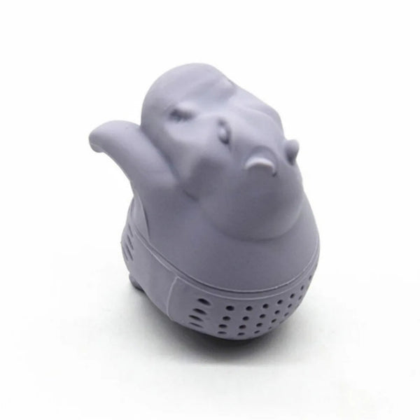 Baby MOO DENG Reusable Silicone Tea Infuser, Loose Tea Leaf Strainer, Light Grey, Fun Gift For Tea Lovers