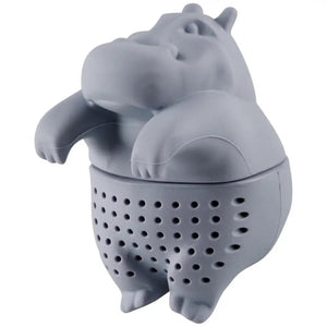 Baby MOO DENG Reusable Silicone Tea Infuser, Loose Tea Leaf Strainer, Light Grey, Fun Gift For Tea Lovers