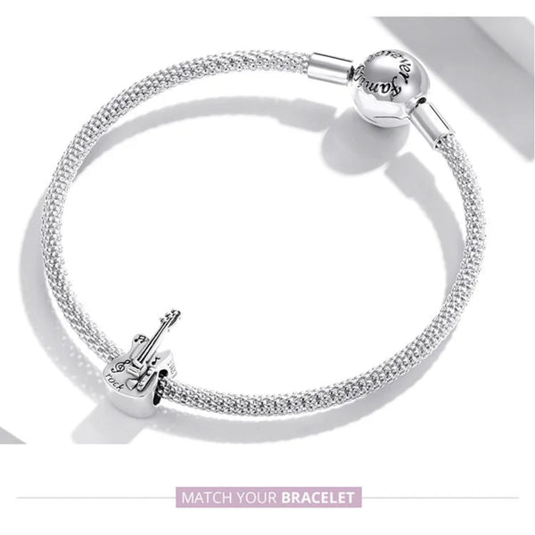 Luxyglo Sterling Silver Vintage Violin Guitar Pendant Charm