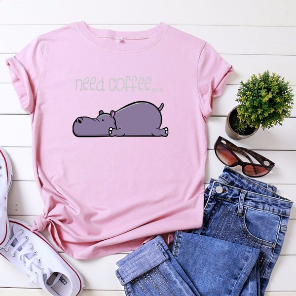 Need Coffee Hippopotamus Women T-shirt
