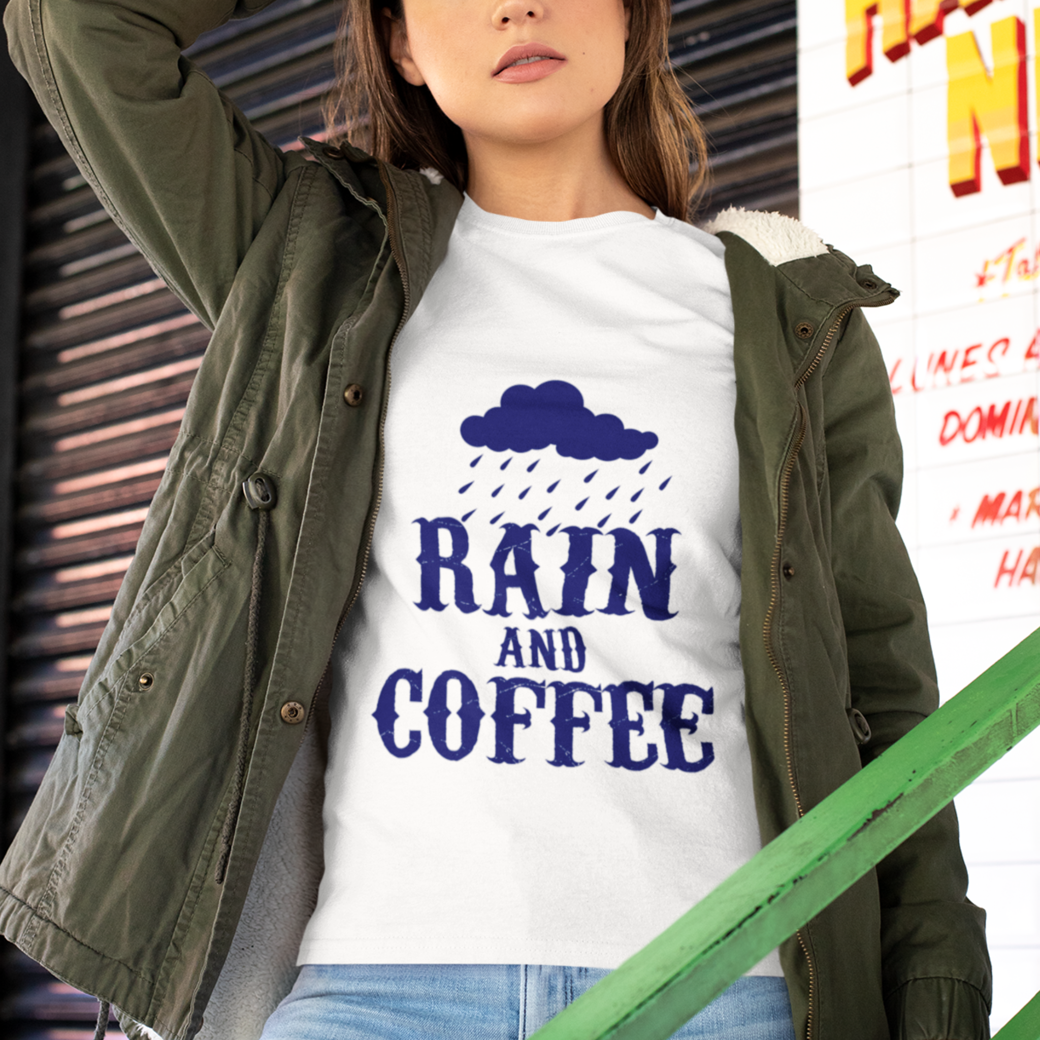 Rain And Coffee Shirt, Customized Graphic Unisex Tee, Coffee Lover, Coffee Lifestyle, Rainy Weather, Monsoon Vibes