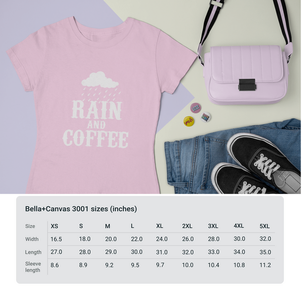 Rain And Coffee Shirt, Customized Graphic Unisex Tee, Coffee Lover, Coffee Lifestyle, Rainy Weather, Monsoon Vibes