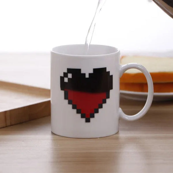 330ML Peach Heart Color-Changing Ceramic Mug – Magic Heat-Sensitive Mug