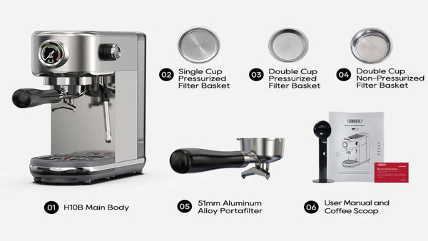 HiBREW 20Bar Semi Automatic Espresso Coffee Machine