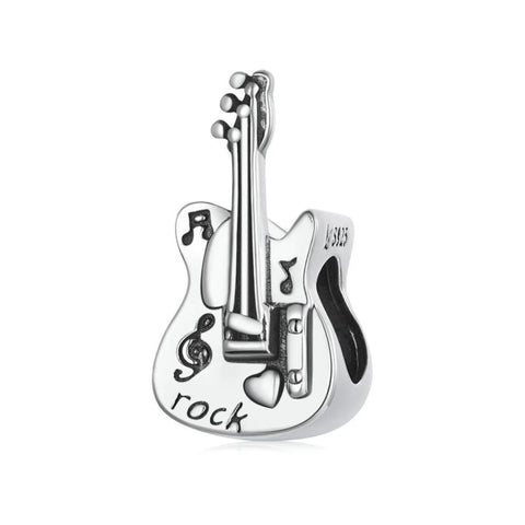 Luxyglo Sterling Silver Vintage Violin Guitar Pendant Charm