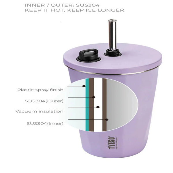 TYESO Vacuum Insulated Cup With Retractable Straw