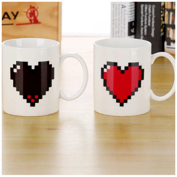330ML Peach Heart Color-Changing Ceramic Mug – Magic Heat-Sensitive Mug