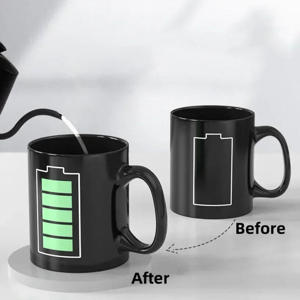 Color Changing Battery Pattern Heat Sensitive Ceramic Mug
