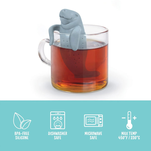 The Dugongitea Reusable Silicone Tea Infuser, Loose Tea Leaf Strainer, Light Grey, Fun Gift For Tea Lovers