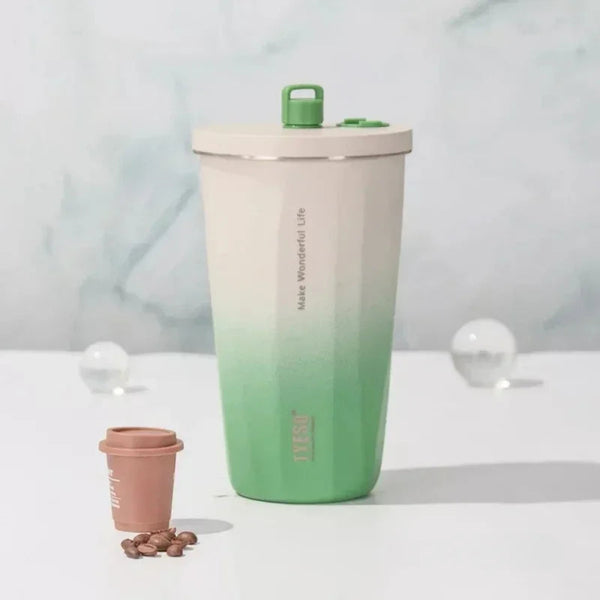 TYESO Portable Vacuum Insulated Tumbler With Straw 600ML