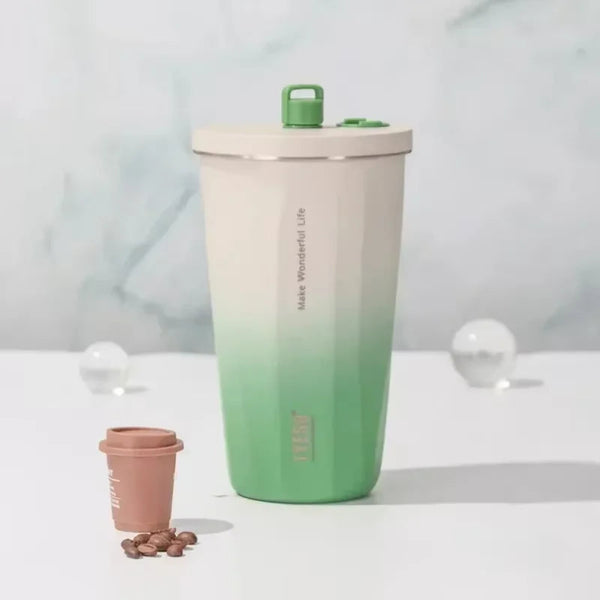 TYESO Portable Vacuum Insulated Tumbler With Straw 600ML