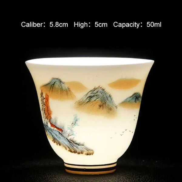 Traditional Celadon Hand-Painted Chinese Art Teacup