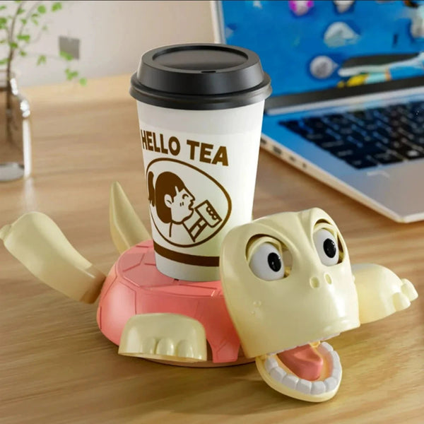 SQUIRT Turtle Cup Holder, Screaming Sea Turtle Coaster With Funny Expression & Moving Limbs, Gag Gift for Tortoise Lover