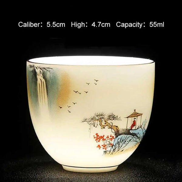 Traditional Celadon Hand-Painted Chinese Art Teacup
