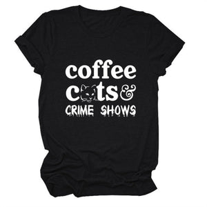 Coffee Cats Crime Shows Loose Women's Vintage T-Shirt