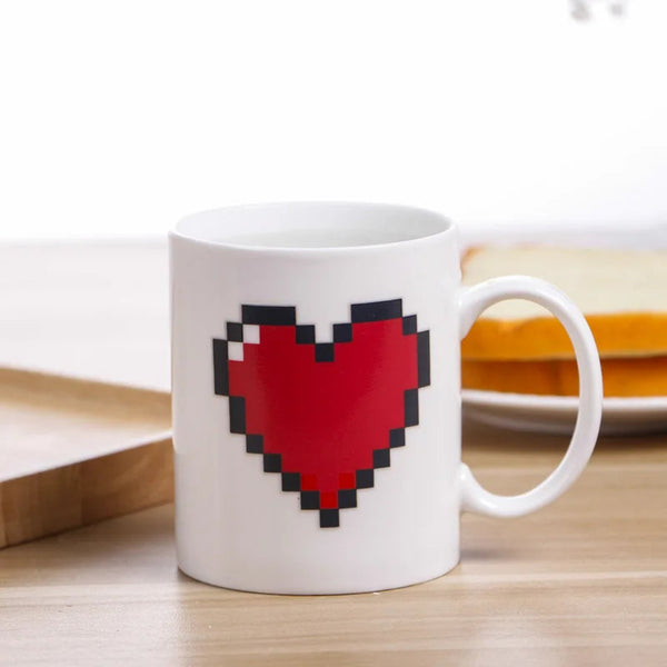 330ML Peach Heart Color-Changing Ceramic Mug – Magic Heat-Sensitive Mug