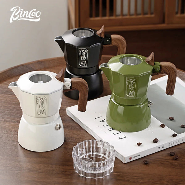 Bincoo Double-Valve Aluminum Moka Pot (200ml, 1-2 Cups)