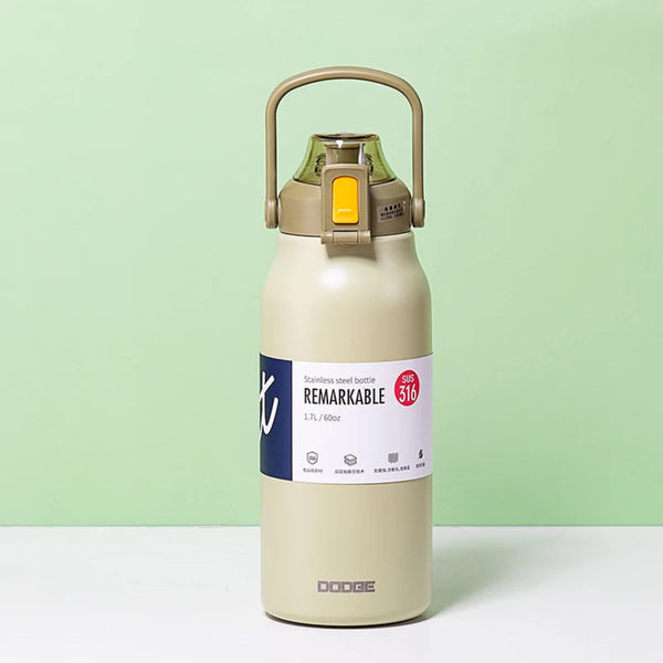 DODGE 1700ML Tumbler, Large Stainless Steel Thermos, 1.7L Water Bottle, Insulated Vacuum Flask.