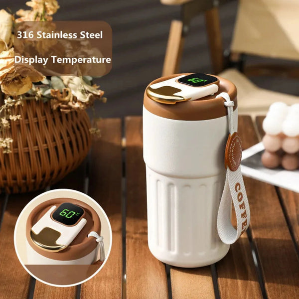 Smart Thermos Digital LED Temperature Vacuum Portable Cu