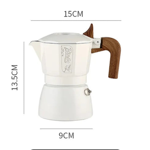 Bincoo Double-Valve Aluminum Moka Pot (200ml, 1-2 Cups)