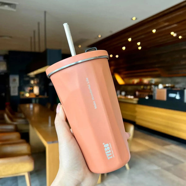 TYESO Vacuum Insulated Cup With Retractable Straw