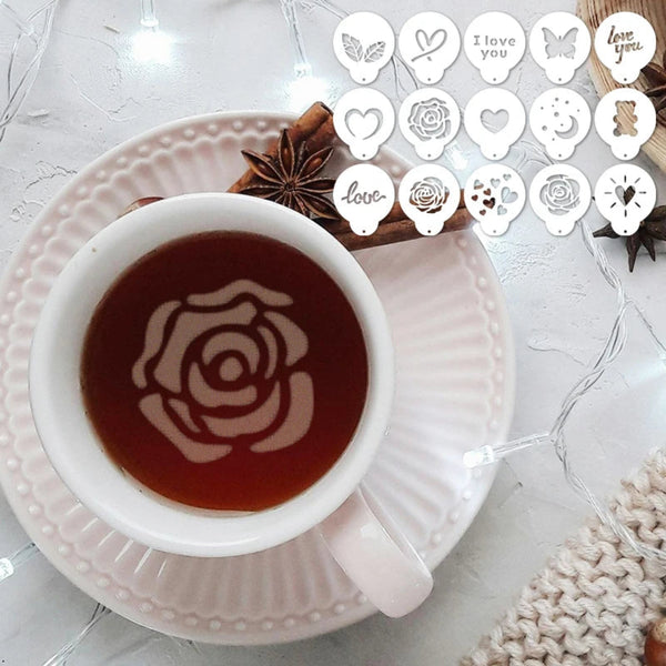 Fancy Coffee Art Stencils for Cappuccino, Hot Chocolate, Cake, Cookie Decoration