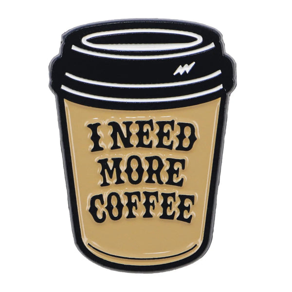 JAZZUP I Need More Coffee Enamel Brooch Pin - The Ultimate Caffeine Fanatic Accessory
