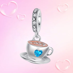 Luxyglo Sterling Silver Hanging Cup Blue Heart Charm