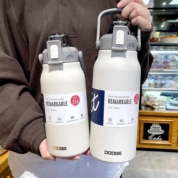 DODGE 1700ML Tumbler, Large Stainless Steel Thermos, 1.7L Water Bottle, Insulated Vacuum Flask.