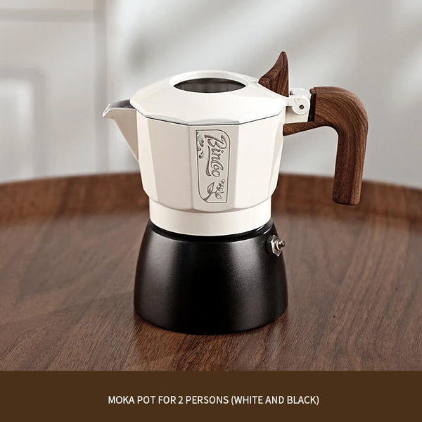 Bincoo Double-Valve Aluminum Moka Pot (200ml, 1-2 Cups)