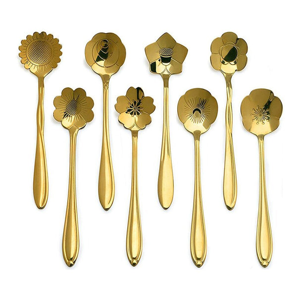 Vintage Flowers Gold Spoons Set