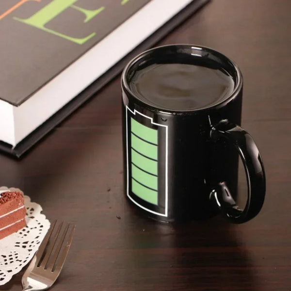 Color Changing Battery Pattern Heat Sensitive Ceramic Mug