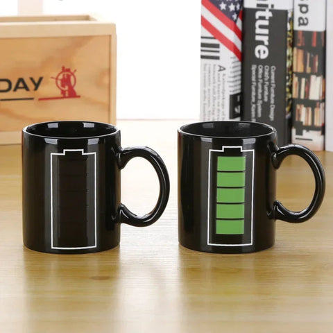 Color Changing Battery Pattern Heat Sensitive Ceramic Mug
