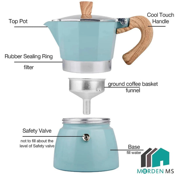 JERICO Single Valve Octagonal Coffee Moka Pot