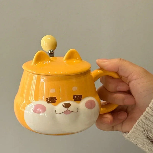 YOSHI Shiba Inu Mug with Lid Spoon
