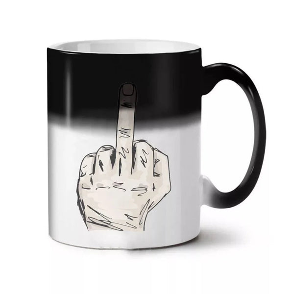 Funny Middle Finger Color Changing Coffee Mug - Heat Activated Novelty Gag Gift