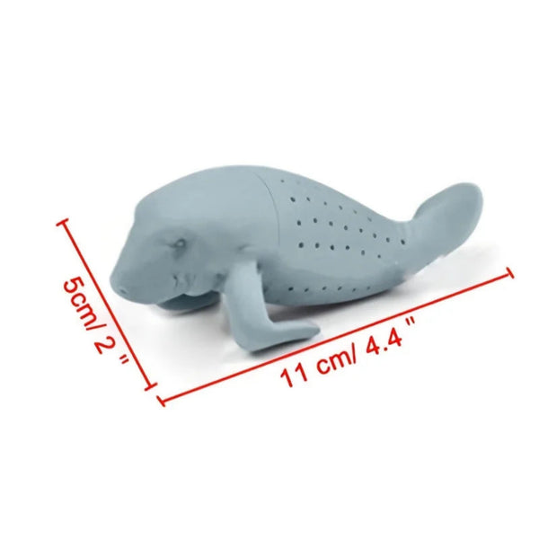 The Dugongitea Reusable Silicone Tea Infuser, Loose Tea Leaf Strainer, Light Grey, Fun Gift For Tea Lovers