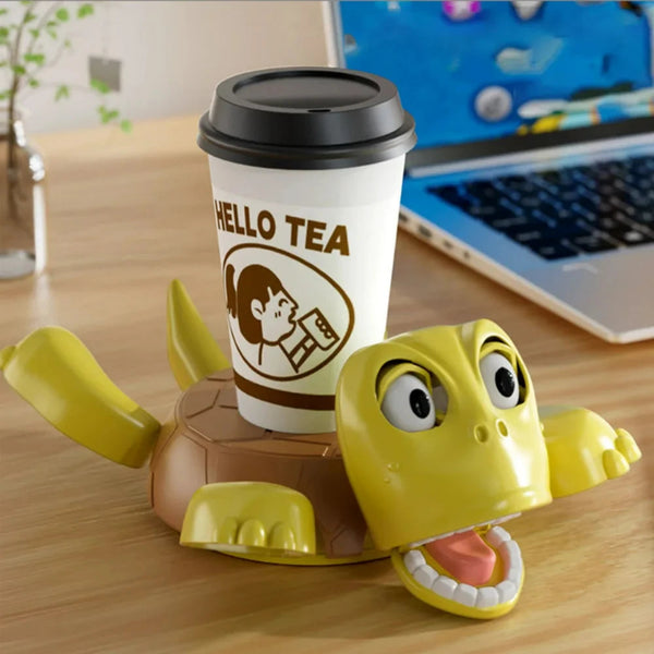 SQUIRT Turtle Cup Holder, Screaming Sea Turtle Coaster With Funny Expression & Moving Limbs, Gag Gift for Tortoise Lover